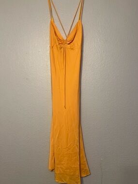 Gianni Bini Satin Slip Dress – Mustard Yellow